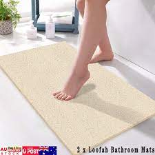 2x shower rug anti slip loofah bathroom