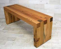 Reclaimed Wood Box Joint Bench Coffee