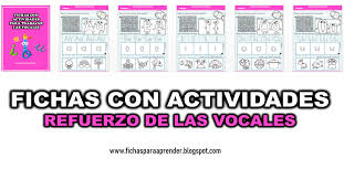 fichas con actividades de las vocales