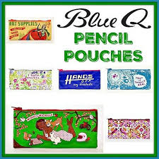 blue q pencil zipper pouch bag case