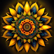 Abstract Sunflower Design On A 6x6 8x8