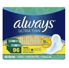 Details About Always Ultra Thin Regular Pads With Wings 96 Ct