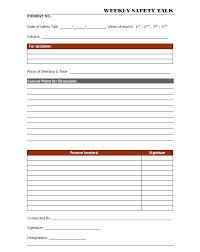 Weekly Safety Talk Format Samples Word Document Download