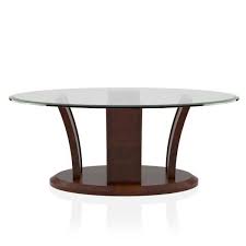 Brown Cherry Oval Glass Coffee Table