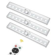 Remote Control Cabinet Lights Oxyled Dimmable 10 Led Wireless Under Cabinet Lighting Battery Operated Closet Light Led Night Light Bar With Magnetic Strip For Closet Cabinet Wardrobe 3 Pack