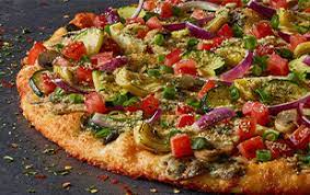 gourmet veggie round table pizza