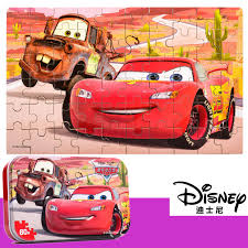 Disney Genuine Lightning Mcqueen And Snow Queen 60 Pieces Wooden Stickers Puzzle Baby Toys 3d Iron Box Toys For Children Puzzles Aliexpress