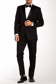 Ike Behar Black Solid Two Button Notch Collar Wool Tuxedo Suit Nordstrom Rack