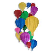 multicoloured 3d hot air balloons metal