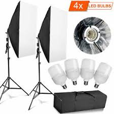 4x 25w Led Softbox Photography Studio Continuous Lighting Kit Video Light Stand Ebay
