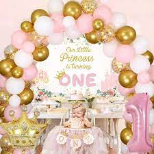 1st Birthday Princess Theme Decoration gambar png