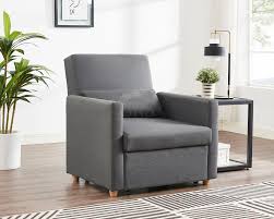 sofa bed single chair fabric grey