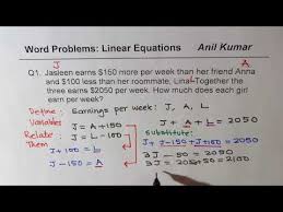 Word Problems 2 Variables Linear