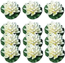 Check spelling or type a new query. Amazon Com Navadeal 12pcs Artificial Floating Foam Lotus Flowers With Water Lily Pad Ornaments Ivory White Perfect For Patio Koi Pond Pool Aquarium Home Garden Wedding Party Holiday Decoration With No Lights Home