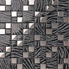 silver with black crystal glass mosaic