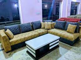 l shaped suede leather sofa set for home