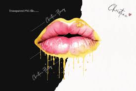 watercolor drip lips clipart graphic by