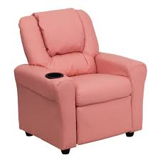 flash furniture contemporary vinyl kids recliner with cup holder and headrest pink