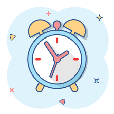 cartoon alarm clock icon in comic style