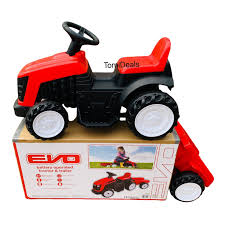 ride on electric tractor red with