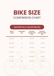 bike size comparison chart in pdf