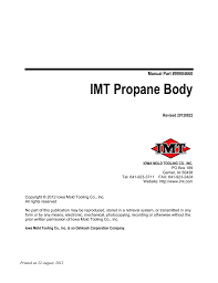 Specifications And Parts Manual For Imt Dominator Propane