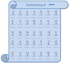 Worksheet On Subtracting 8 Questions Based On Subtraction