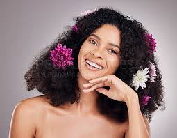 hair care flowers and black woman