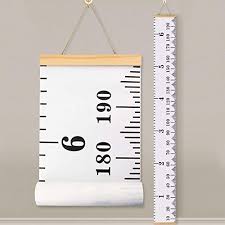 Baby Height Growth Chart Ruler Kinbon Kids Roll Up Canvas Height Chart Removable Wall Hanging Measurement Chart Wall Decor With Wood Frame For Kids