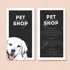 Vector Set Of Pet Shop Flyers Dog Portrait Isolated On Black