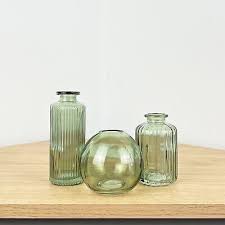 Set Of 3 Small Bud Vases Clear Coloured
