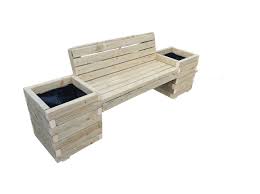 Wooden Bench With Back Rest Planters