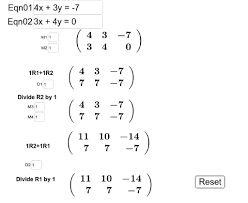 Gauss Jordan 2x2 Elimination Geogebra