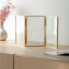 Triple Photo Frame Double Sided Brass