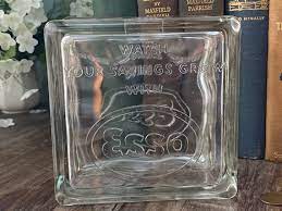 Vintage Esso Glass Block Coin Bank