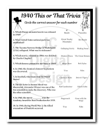 Whether you have a science buff or a harry potter fanatic, look no further than this list of trivia questions and answers for kids of all ages that will be fun for little minds to ponder. 1940 Birthday Trivia Game 1940 Birthday Parties Fun Game Etsy