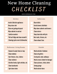 new home move in cleaning checklist