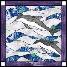 Dolphin Pattern Stained Glass Custom