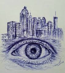 Fulling in the body parts. Eye Of The City Pen Drawing Steemit