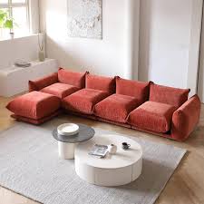 Chenille Thick Couch With Ottoman