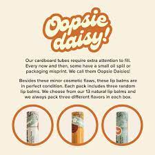 3pk + Gift Box, Poppy & Pout 100% Natural Lip Balm, Cardboard Tube,  Hand-filled - Beeswax, Vitamin E, Organic Coconut Oil, Cruelty Free (Oopsie  Daisy) 3pk Oopsie Daisy