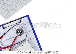 Stethoscope On A Medical Chart Isolated On Pure White Background