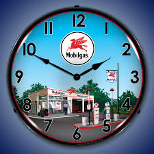 Wall Clock Lighted Gas Oil Theme
