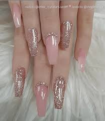 The name is chosen because of the resemblance to the shape of a coffin. Long Coffin Pink Acrylic Nails With Glitter Novocom Top