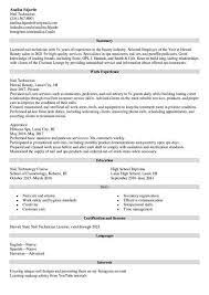 nail technician resume exle with