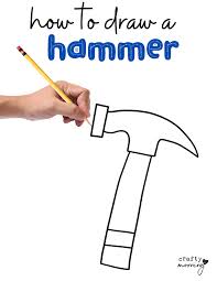 how to draw a hammer easy tutorial