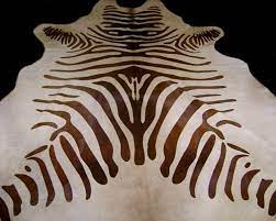 zebra cowhide rug dark brown and