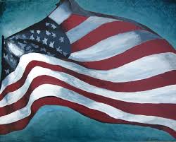 Original Painting Us American Flag Old