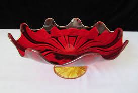 11 Viking Glass Bowl Epic Red Amberina