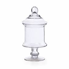 Glass Candy Jar Cylinder Footed With